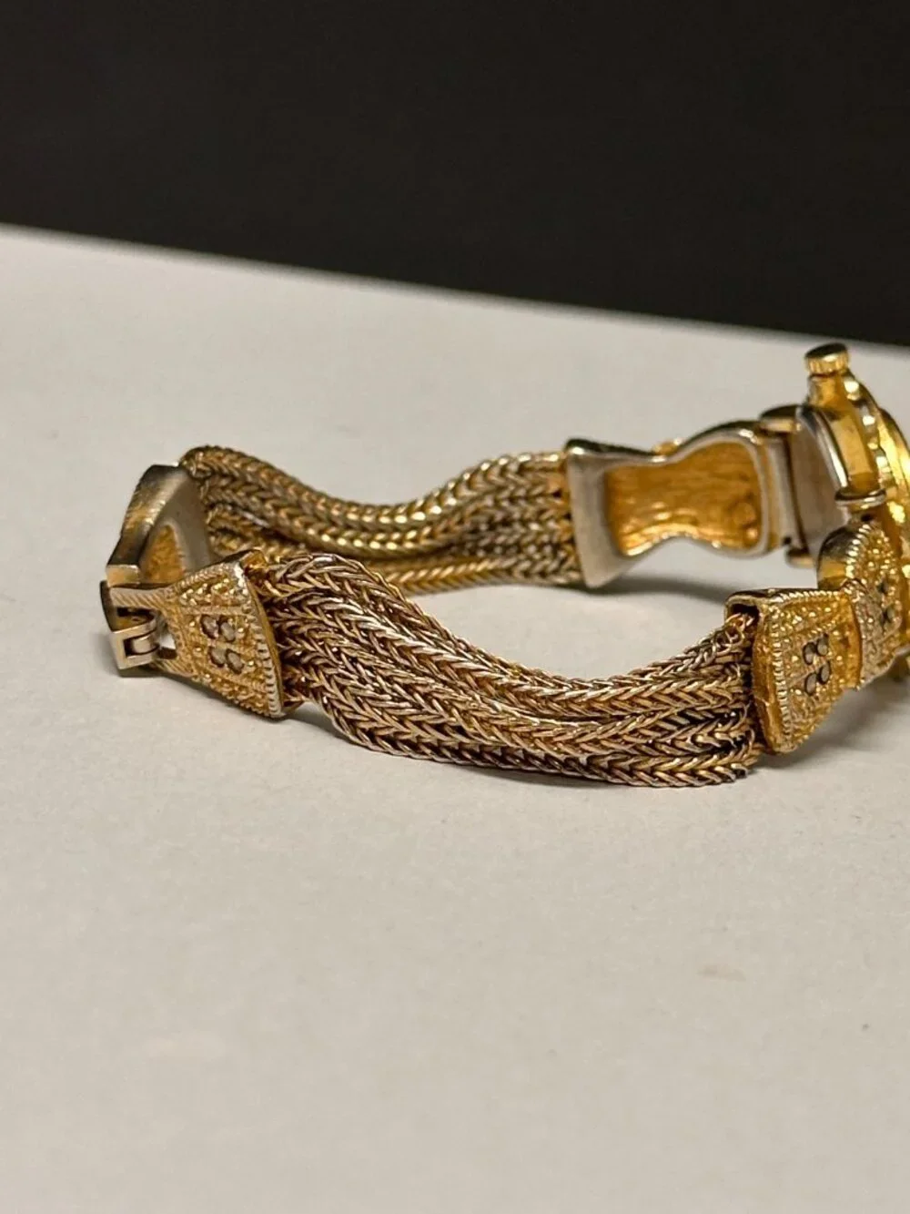 Xanadu Watch Women Gold Tone Multi Chain Band Marcasite Accents New Battery